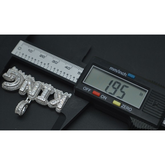 Real 925 Sterling Silver Solid CZ King Letter Hip Hop Pendant 16.9 Grams - Picture 5 of 7